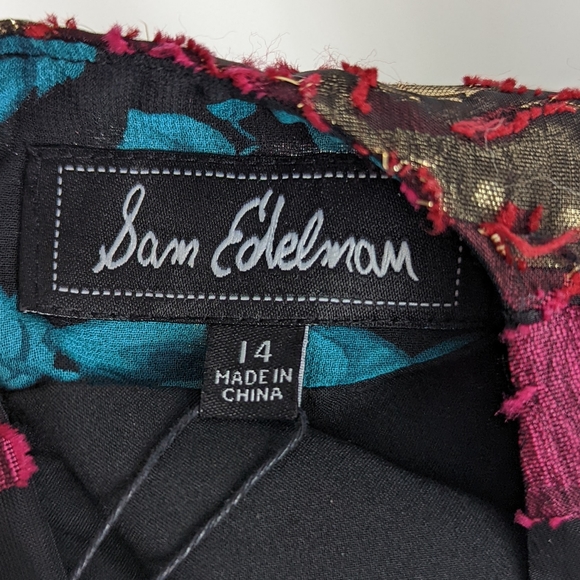 NWT SAM EDELMAN Red & Gold Metallic Brocade Mini Shift Dress, Size 14 - Picture 9 of 12